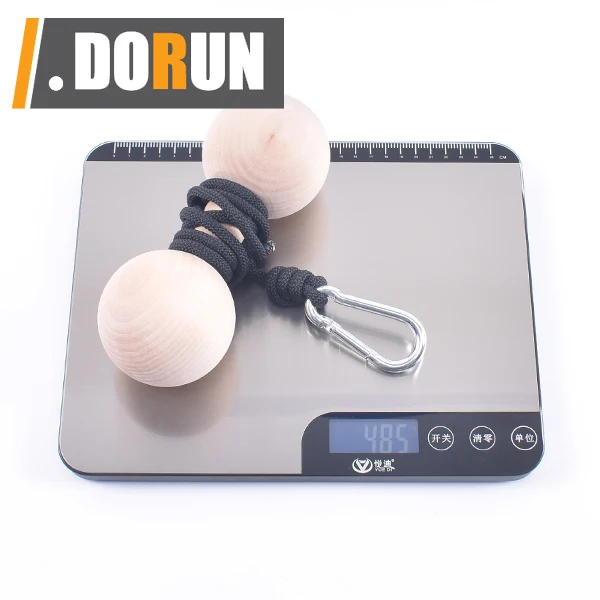 Wooden Arm Wrestling Exercise Handle, Forearm Hand Grip Finger Wrist Pull-Up Box, Dog Bone Shape Wrist Roller with Carabiner