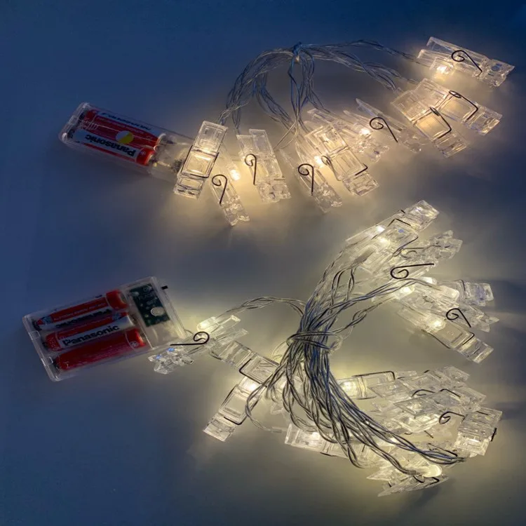 LED String lights Card Photo Clip Holder Fairy Garland lamp For Christmas New Year Wedding Party Decoration Battery holiday lamp