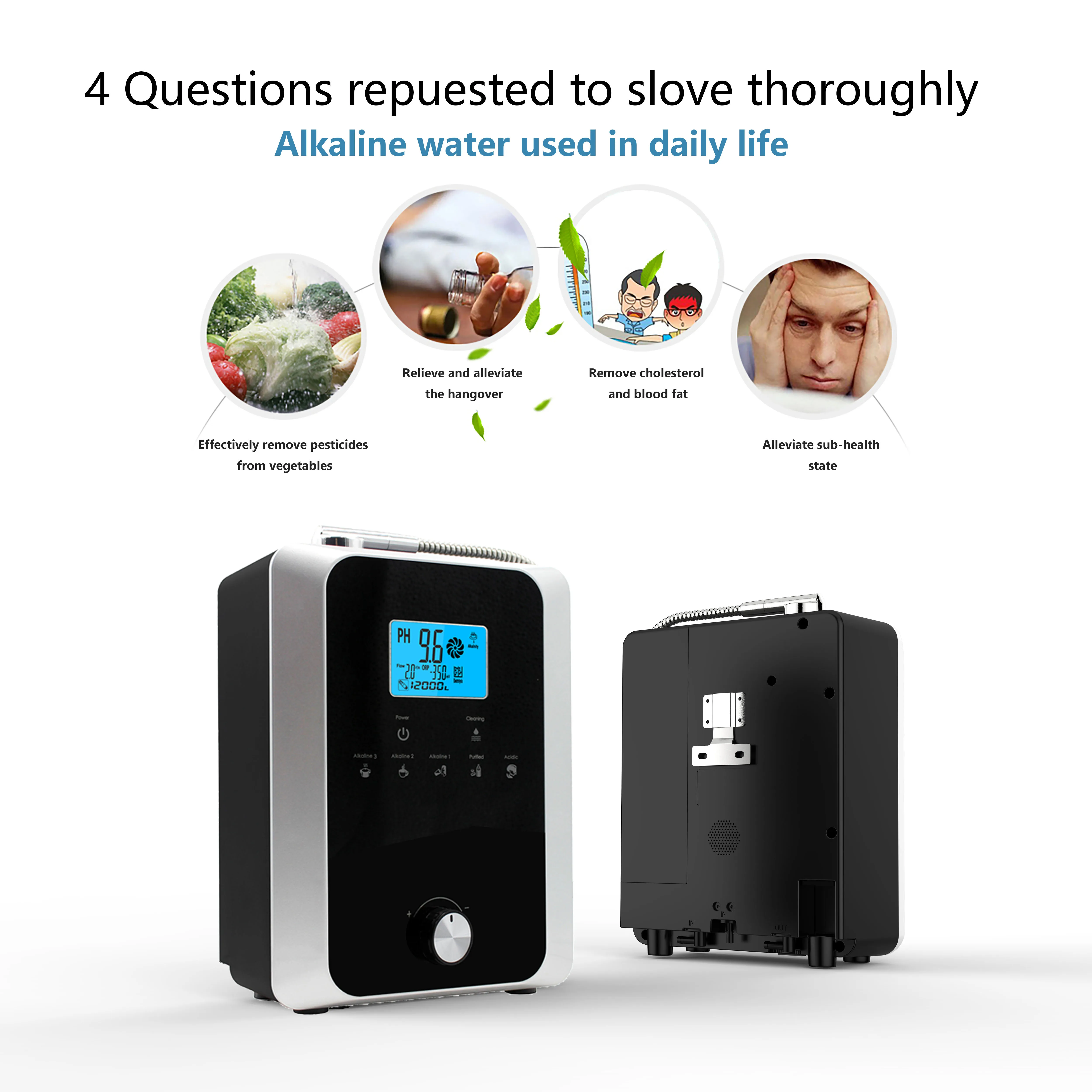 859 11-Plate Titanium Platinum Coated Alkaline Water Ionizer Hydrogen Water Generator Household Drinking Featuring Water Filters