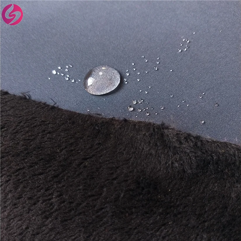
High quality four-way stretch fabric PTFE membrane laminated plush fabric material for military softshell jacket 