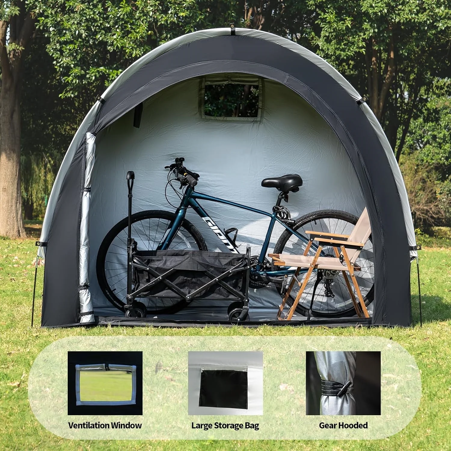 Outdoor Portable Bicycle Storage Sheds Bike Storage Shed Tent For 2/3/4/5 Bikes Motorcycle Garden Tools Toys Lawn Mover
