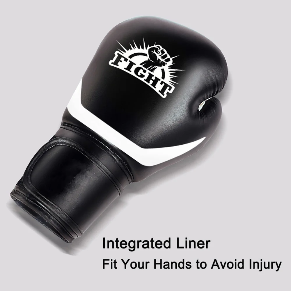 Оптовая продажа, Индивидуальные боксерские перчатки из искусственной кожи OEM, Смешанная Боевая кожа с поддержкой запястья, черный цвет, 8 унций, 10 унций, 12 унций, 14 унций, 16 унций