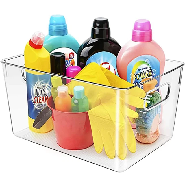 Pantry Cupboard Cabinet Fridge Freezer Shelves Counter Snacks Holder Plastic Kitchen Organizer Storage Holder Bin with Handles