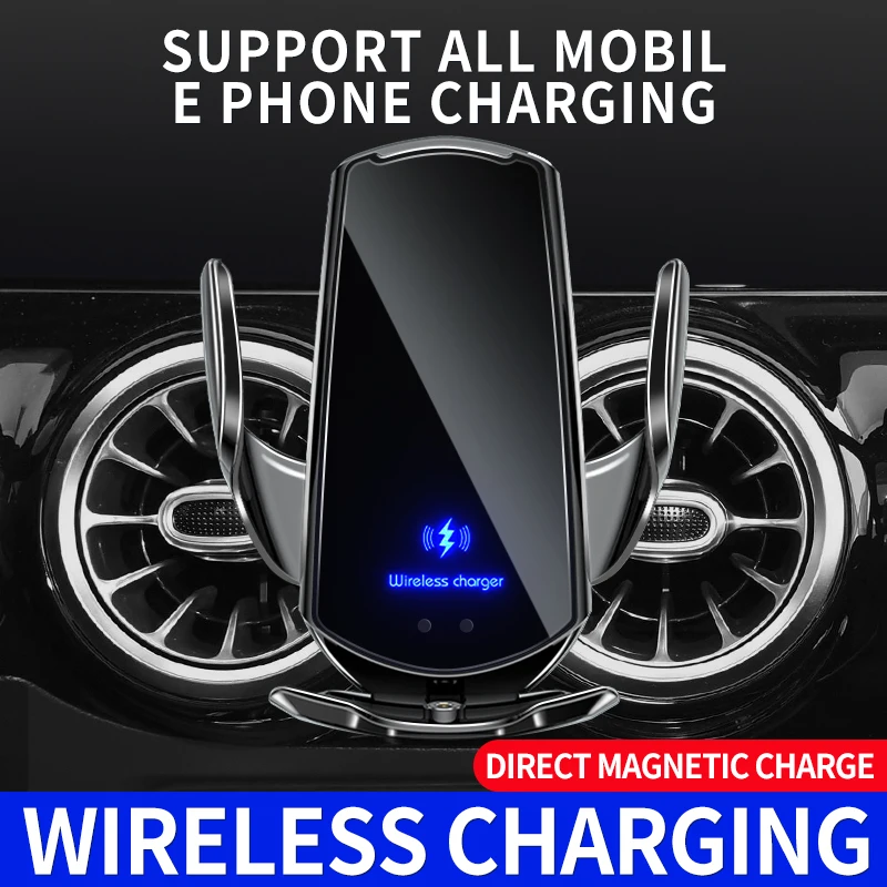 Car Mobile Phone Holder 15w Wireless Charging Portable Car Holder Cellphone Bracket Stand In Car Device