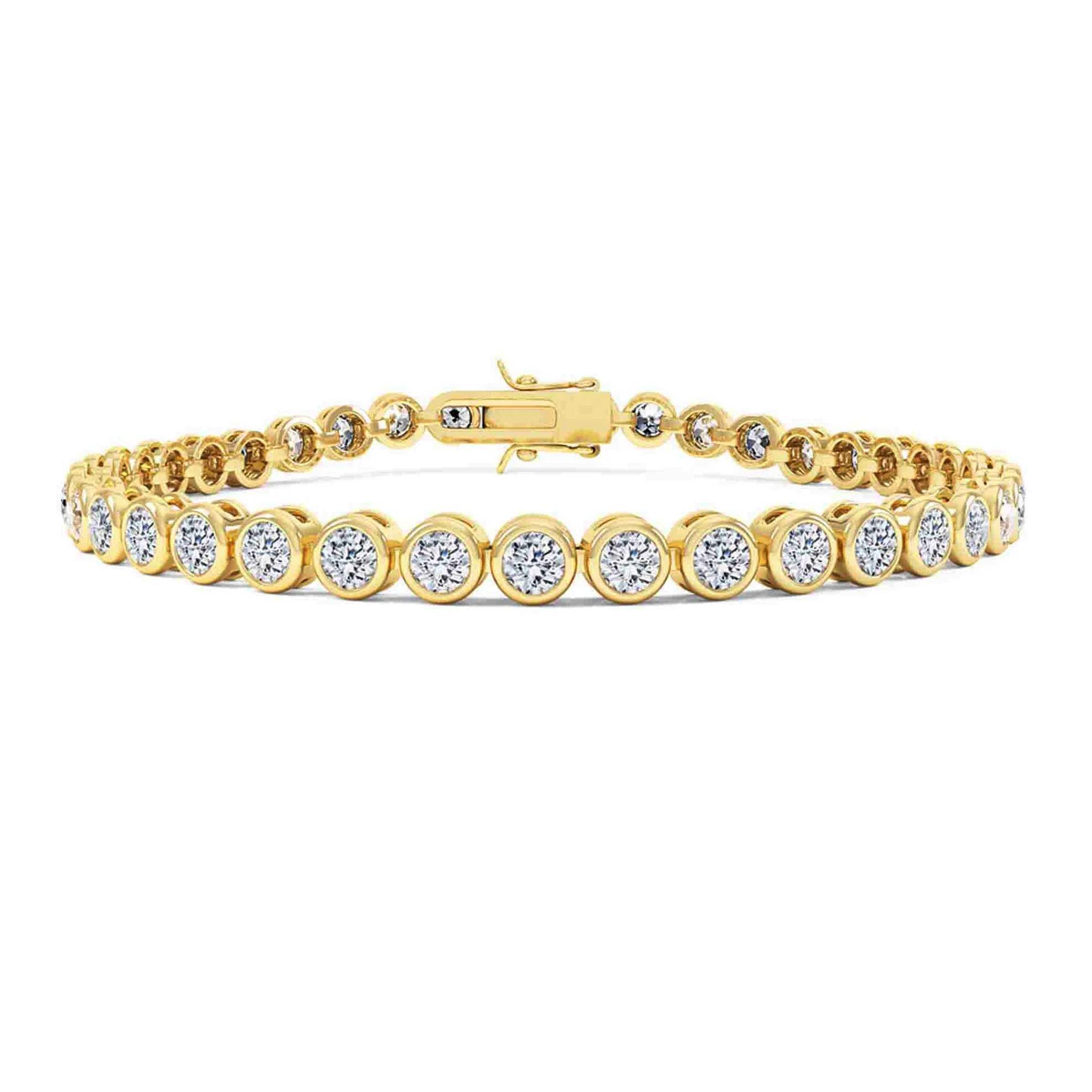 Bezel Set Graduated 925 Silver Jewelry Cubic Zirconia Tennis Bracelet Gold Plating 9ct 14ct 18ct