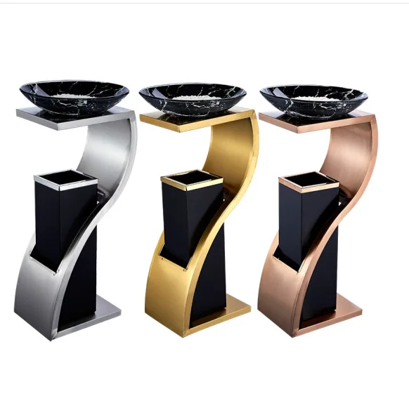 
Ashtray, Trash can, Stainless Steel ash bin KTV Hotel Lobby with Vertical Ashtray Large Stainless Steel Inner bin 