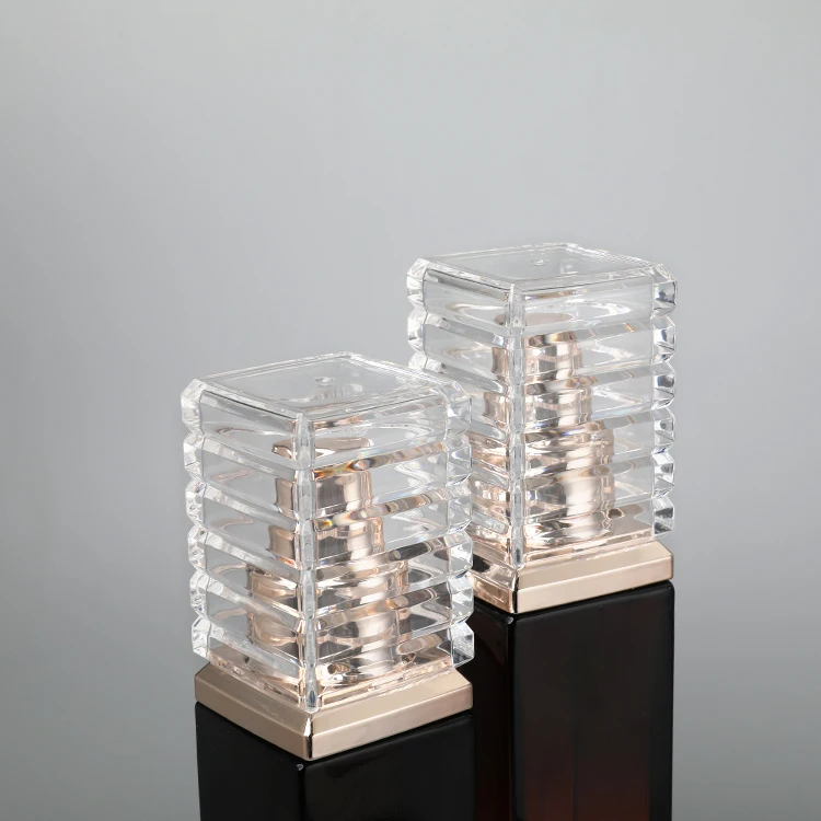 factory wholesale high quality Skincare Packing Set Amber Cosmetic Face Cream Jar Square Glass Body Lotion Bottle with Gold Pump