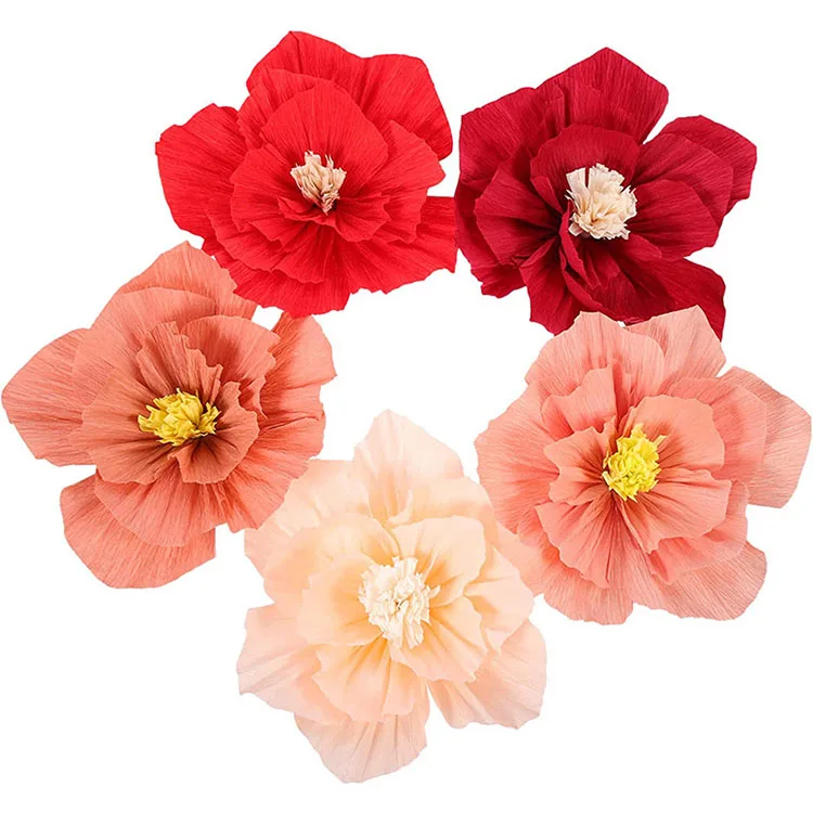 20/25/30 cm Crepe Paper Flowers for Home Wedding Bridal Shower Birthday Party Backdrop Paper Flower Decorations