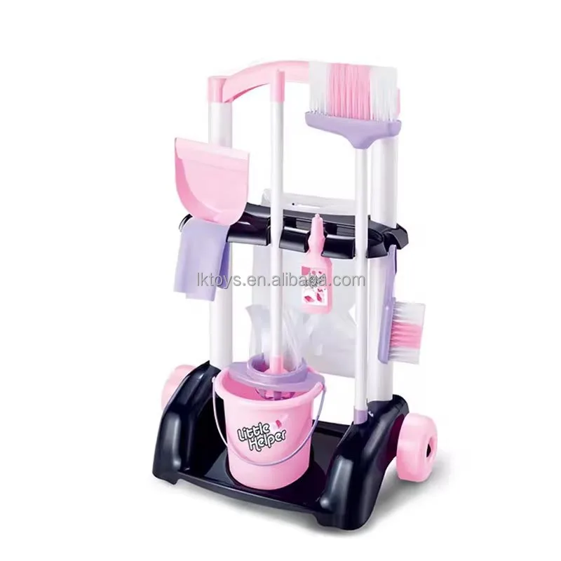 Lucky Toys Kids Cleaning Set Pretend Play Kids Housekeeping Kit with Working Vacuum Cleaner Broom Mop Dust Pan Cleaning Tools