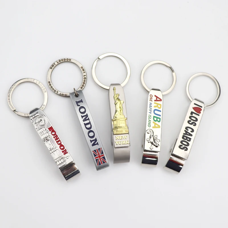 Custom Logo Hot Style Tourist Souvenir Metal Beer Bottle Opener Keychain Key Rings
