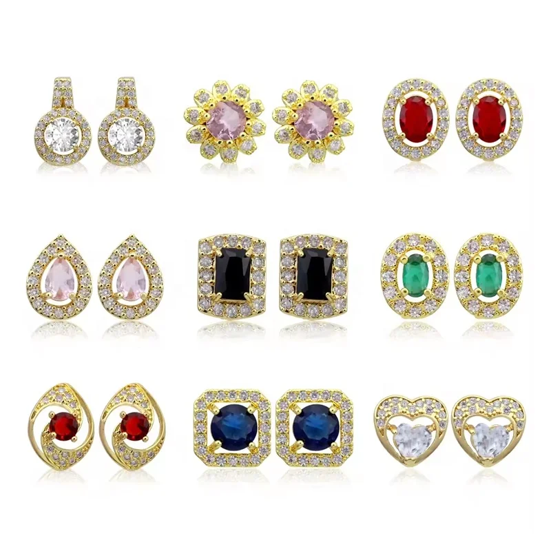 JXX new design brass gold plated huggie hoop zirconia earring luxury gold plate earring earrings for women