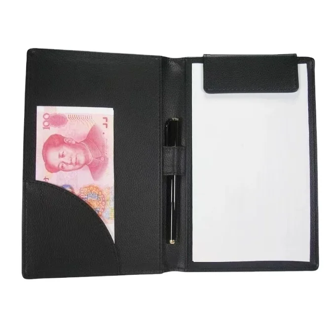 Wholesale Customized Check Holder PU Leather Cheque Folder Bill Holder Custom Cash Register Folder Hotel Restaurant Menu Clip