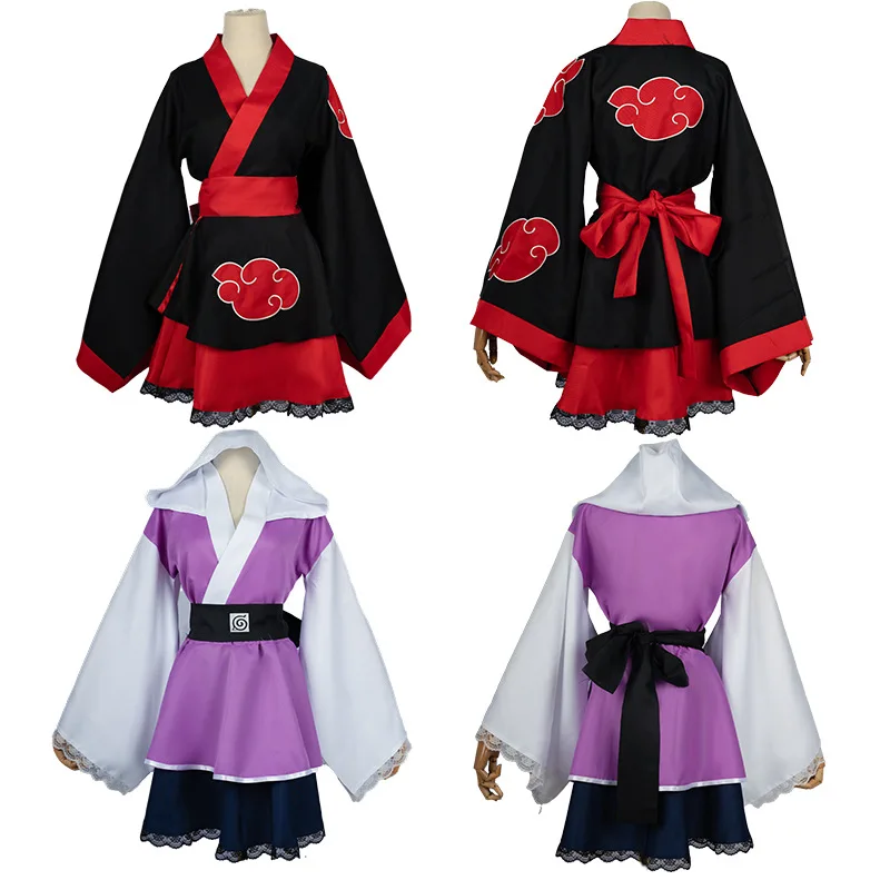 Adult Japanese Kimono Cosplay Kids Akatsuki CloudPrint Uchiha Sasuke Hyuga Hinata Costume Halloween Anime Cosplay Costume