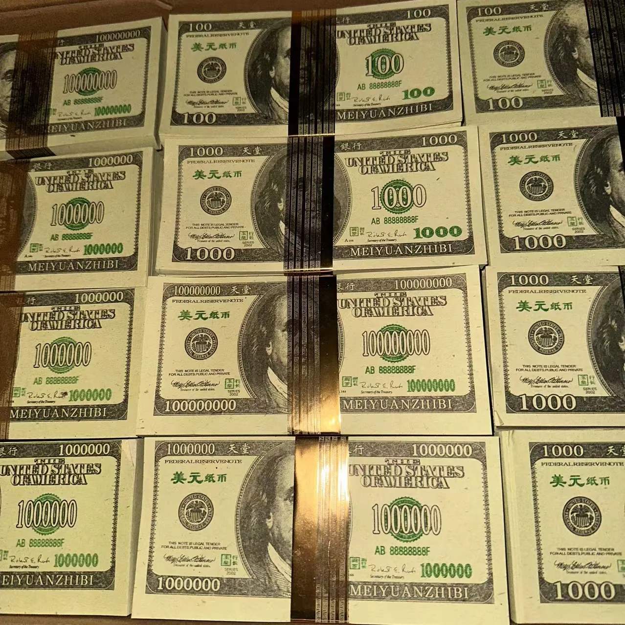 100 Dollar Bill Realistic Play Money Props Full Print Two Sided 100 Pcs Joss Paper For Movie Ancestor Prop Money Paper To Burn