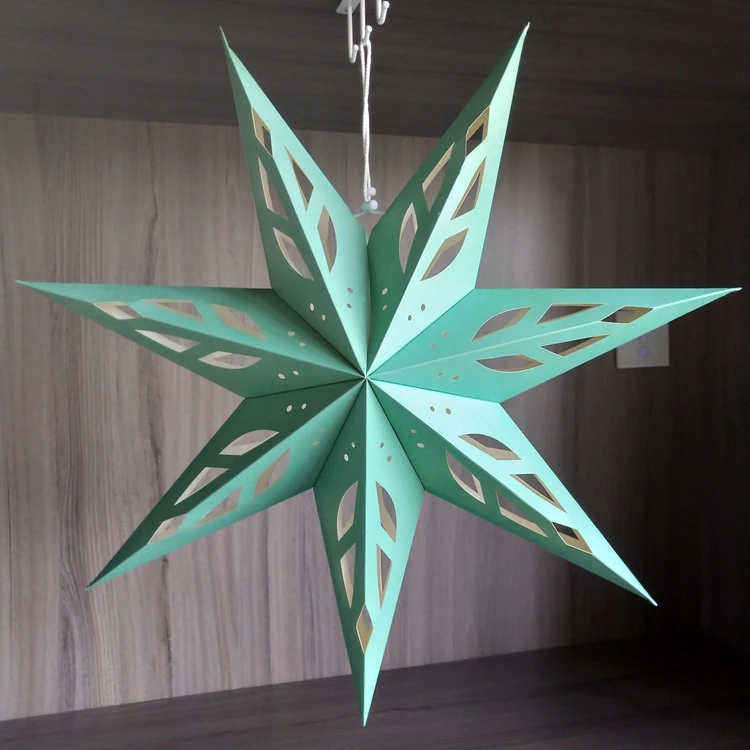 Wholesale Home Decor Green Folding Hanging Decoration Lamp Star Paper Lantern