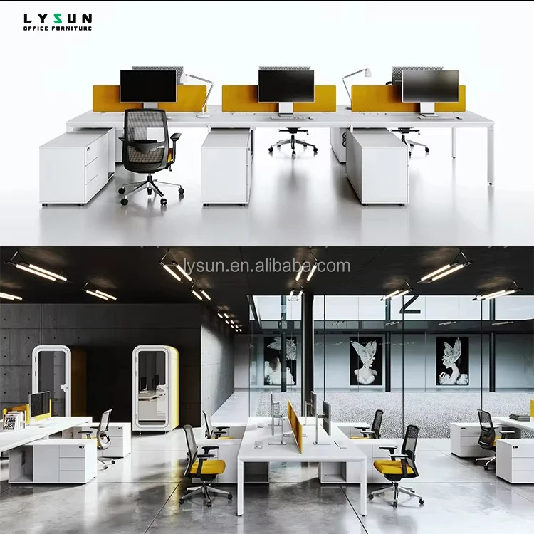 Lysun открытое пространство мебель для офисного здания Белый Европейский настольный экран 2 человека компьютерный Рабочий стол