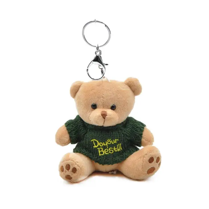 Cute teddy bear wearing sweater candy colour bear plush doll key ring backpack pendant gift