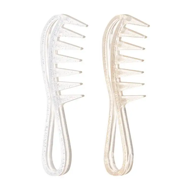 Hot Selling Customer Logo Men and Women Wide Tooth Hair Straightener Barber Comb Massage Hollow Glitter Color antistatic