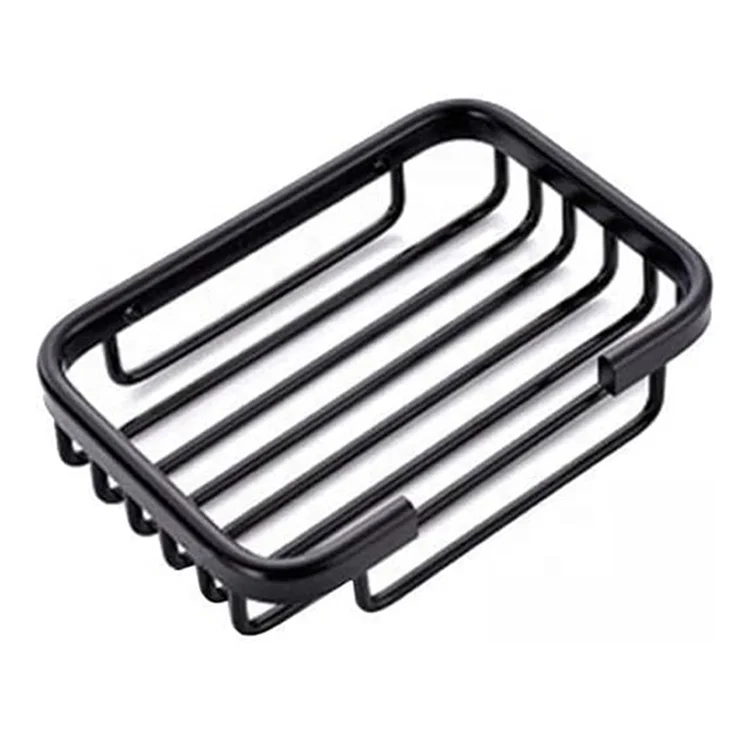 HF Black Aluminum Mini Wire Soap Basket Holder Bathroom Racks Wall Mounted Shower Soap Plate