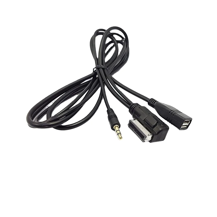 To Audi A3 A4 A5 A6 S5 A6 A8 Q7 S4 S8 Hot Sell Car Media AMI MDI to Stereo 3.5mm Audio USB Female AUX Adapter Cable Black Rohs