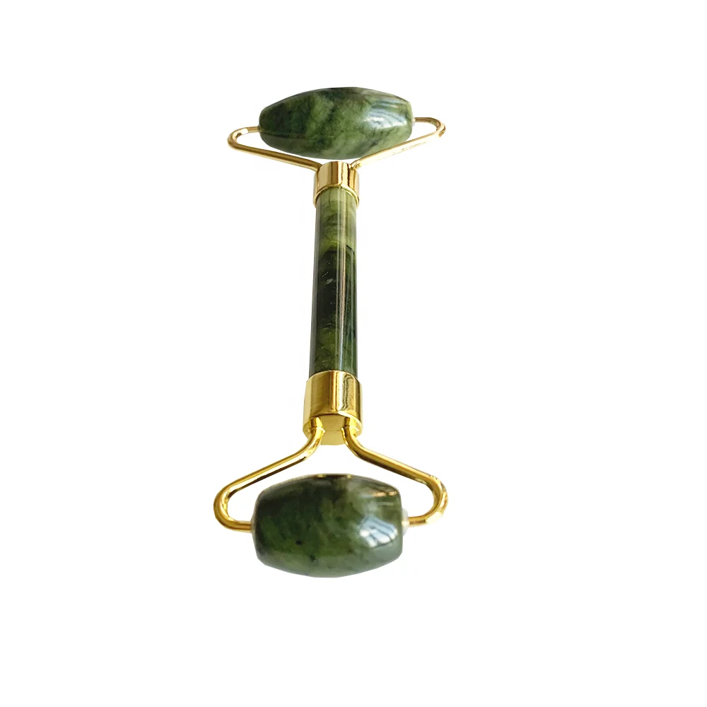Skincare Tool custom natural crystal face green xiuyan jade roller antipuffiness