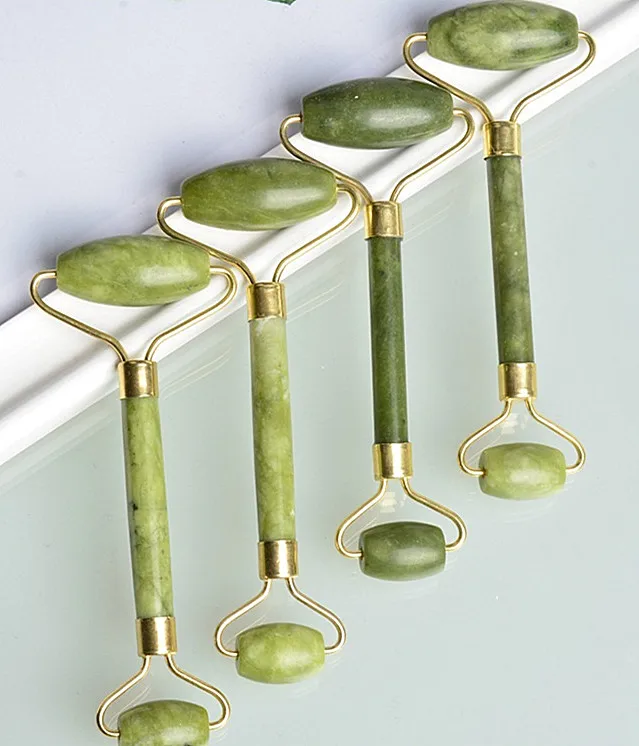 
100% Natural Jade Beauty Gua Sha Facial Kit Cool Skin Roller Massager Jade Roller & Guasha for Face Set 