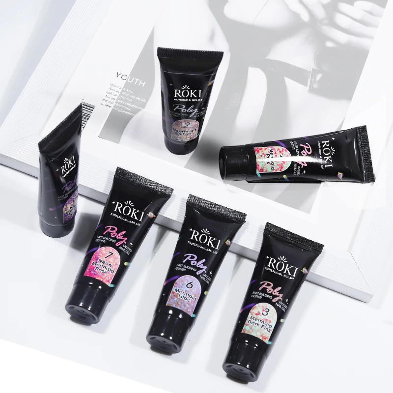 Custom Logo Reflective Glitter Poly Gel Silver Pink Diamond Shiny Nail Extension Gel Soak Off Nail Art UV Gel Varnish 15ml