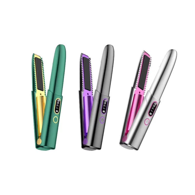 New Fast Heating Cordless Flat Iron Rechargeable USB Hair Straightener And Curler 2 In 1 Iron Hair Styling Tools Straighteners