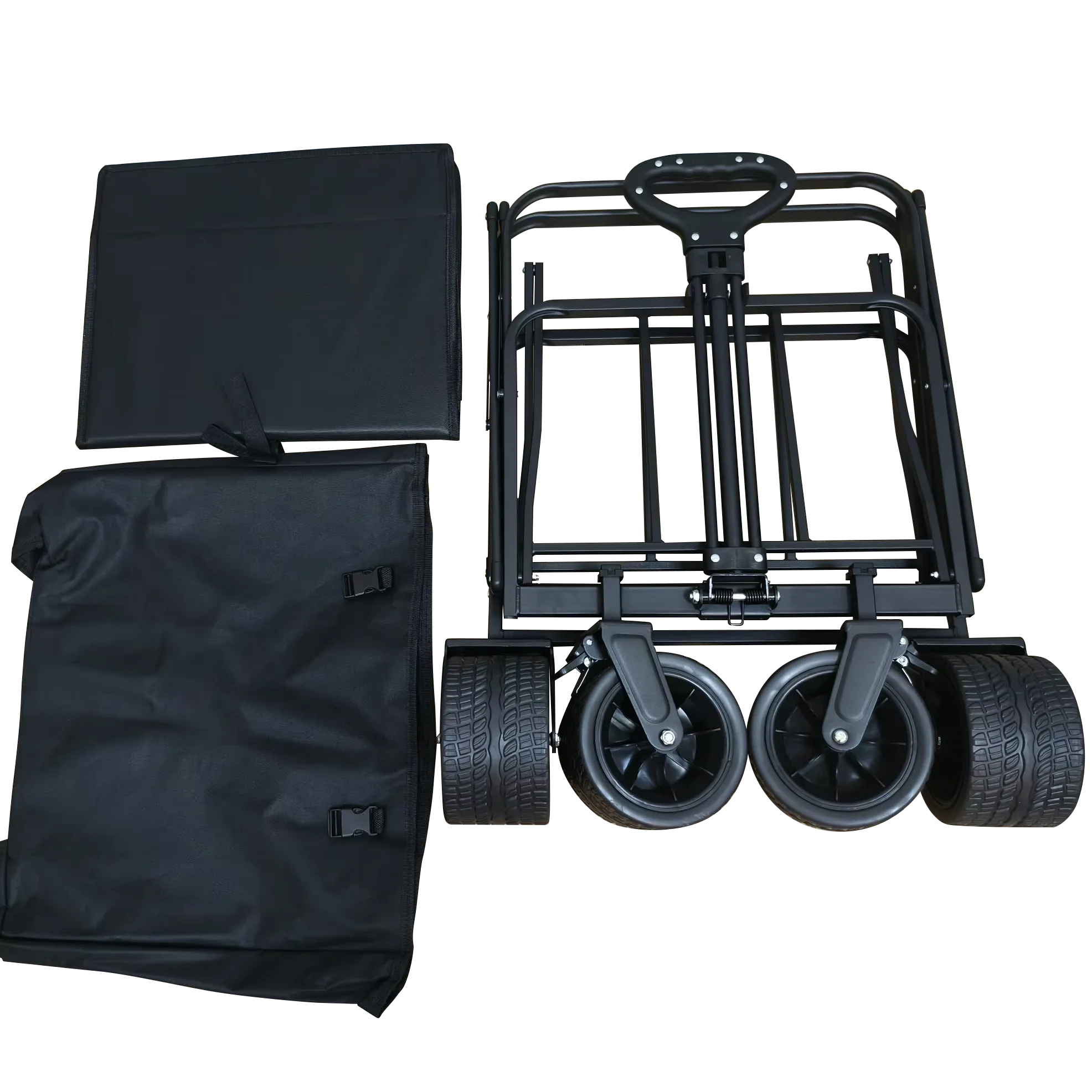 OEM Camping Trolley Wagon Stroller With Four-wheel Foldable Outdoor Utility Beach Wagon Folding Cart