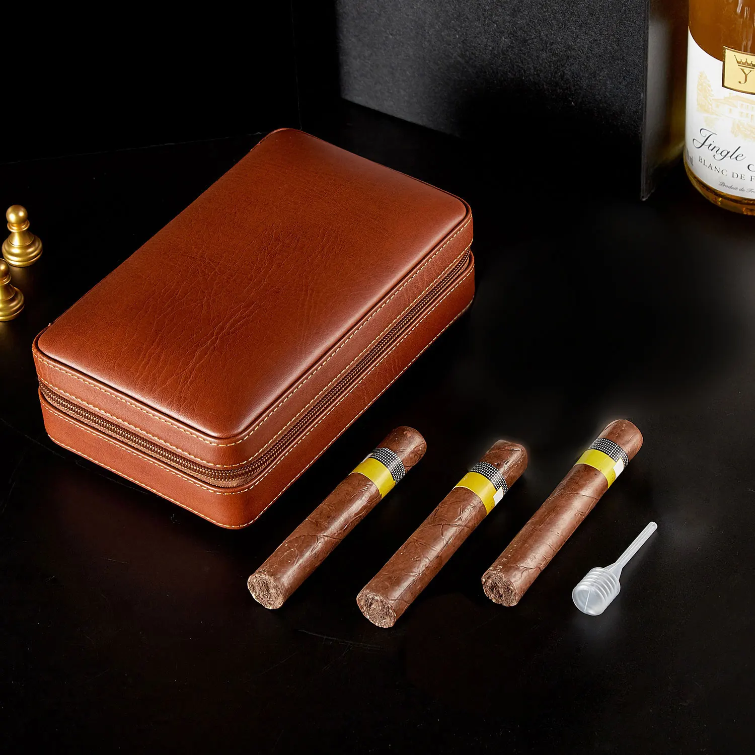 Missyou, коричневый кожаный дорожный деревянный увлажнитель для сигар, кедровый поднос, аксессуары для дома и офиса, подарок для мужчин