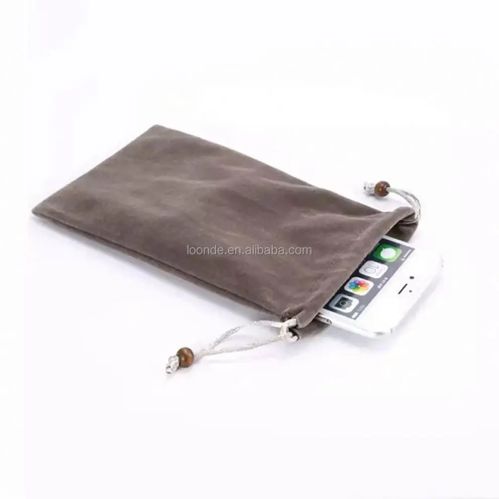 New soft mobile phone velvet pouch drawstring sack bags