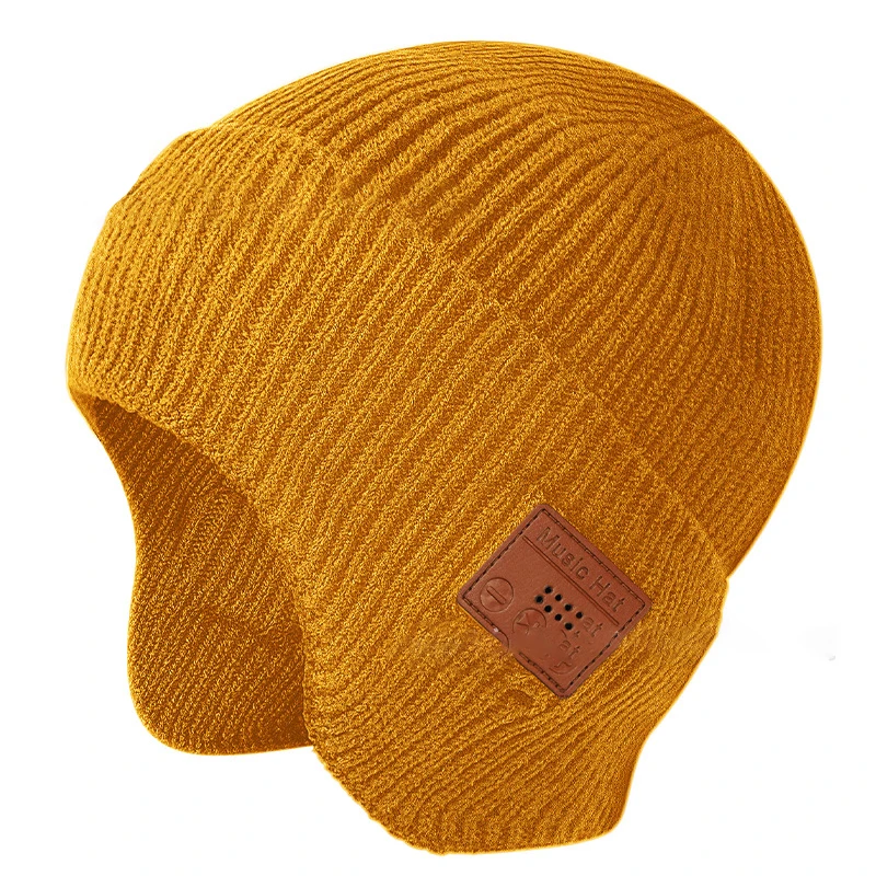 2023 New Fashion Style Winter Wireless Headphone Hat Outdoor Sports Hand-Free Bluetooth Earphone Music Hat Knitted Hat Cap
