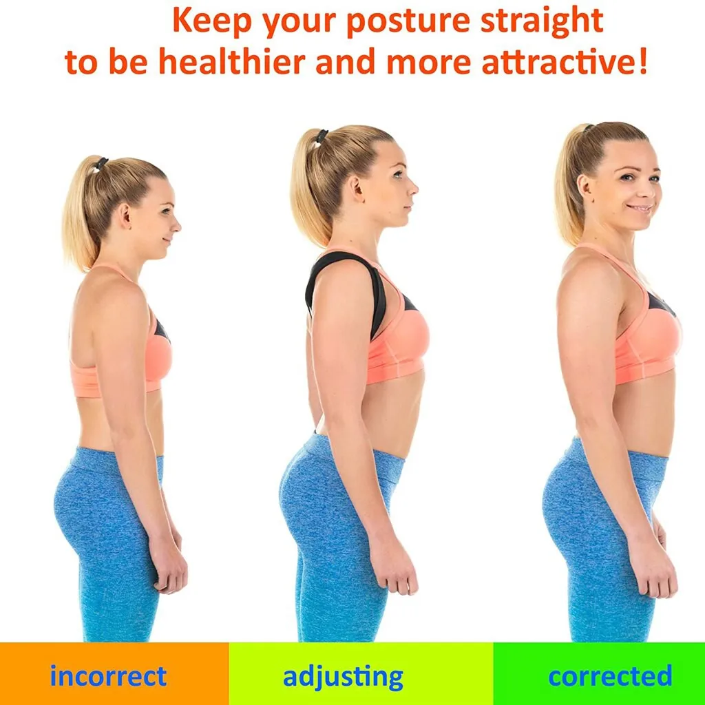 WOSWEIR Adjustable Gym Fitness Back Brace Men Women Neck Support Posture Corrector with Shoulder Protector Belt Back Care Strap