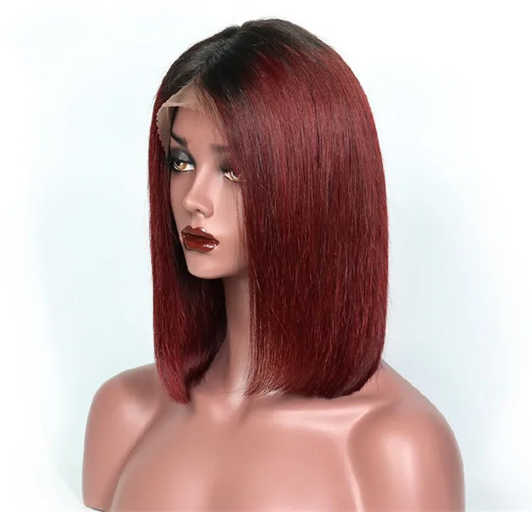 various color cheap bob  human hair closure Wigs 13*4 Human Hair lace front  wig short bob  remy Hair Wig