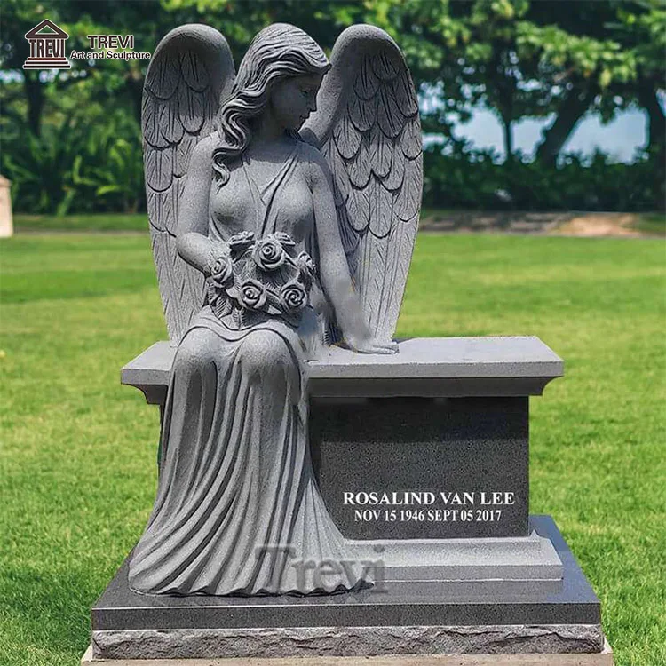 High Quality Hand Carved Marble Granite Life Size Angel Statue MonumentS for Sale