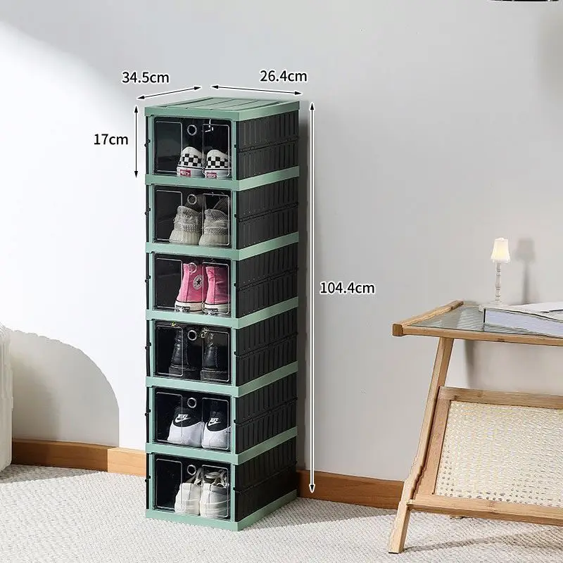 Cheap Modern 4-Tier Foldable Sneaker Organizer, Plastic Collapsible Installation-Free Pp Material Stackable Shoes Storage Box