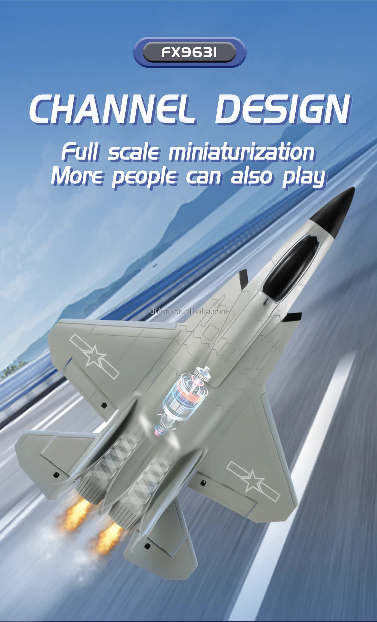 J35 2.4G RC Brushless Duct Fighter Aircraft Model FX9631 4CH 3-Inch Culvert EPP Foam Warplane Toys With 6 Axis Gyroscope