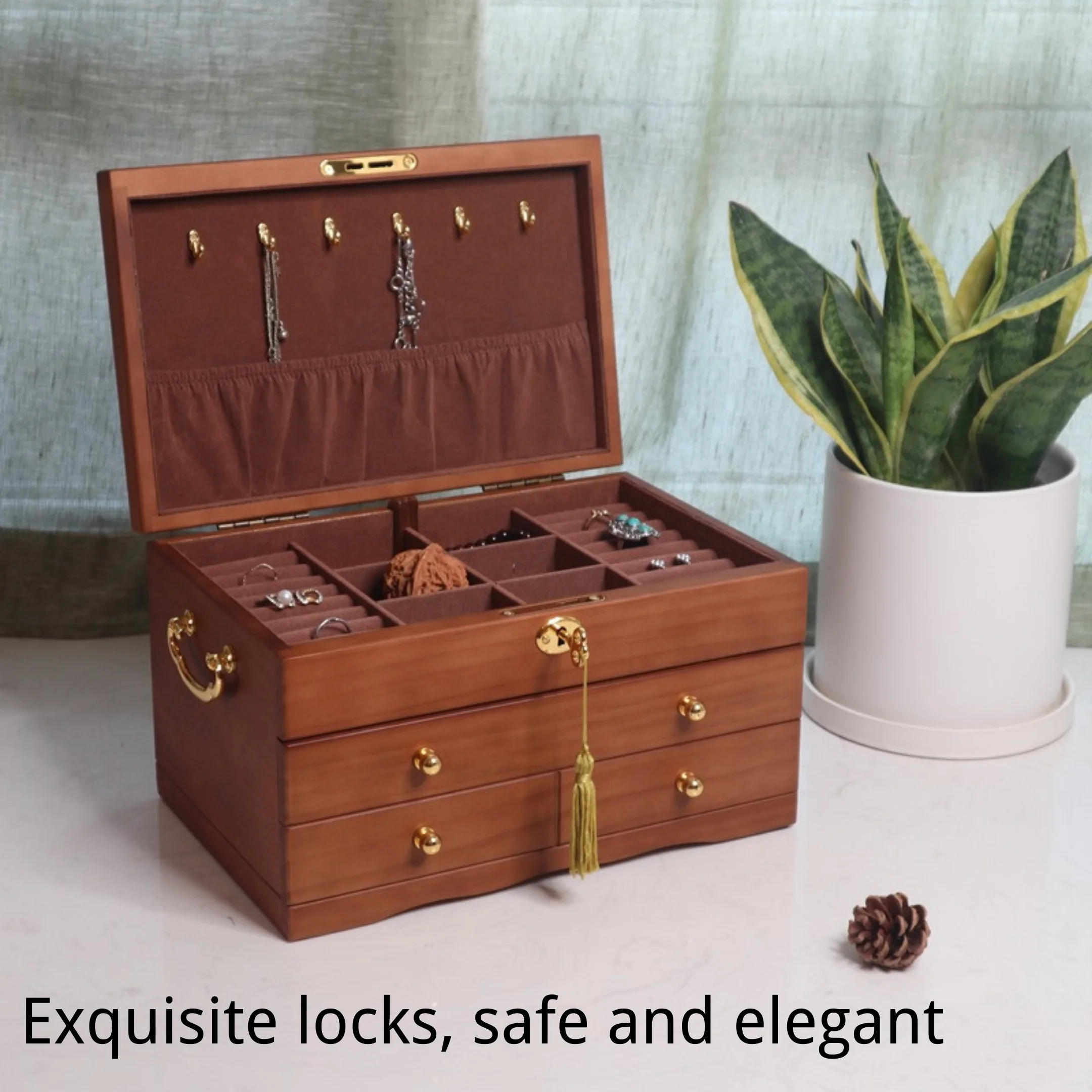 2024 new High Quality Custom Luxury wine red cream Velvet jewelry box gift portable earring jewelry  packaging box