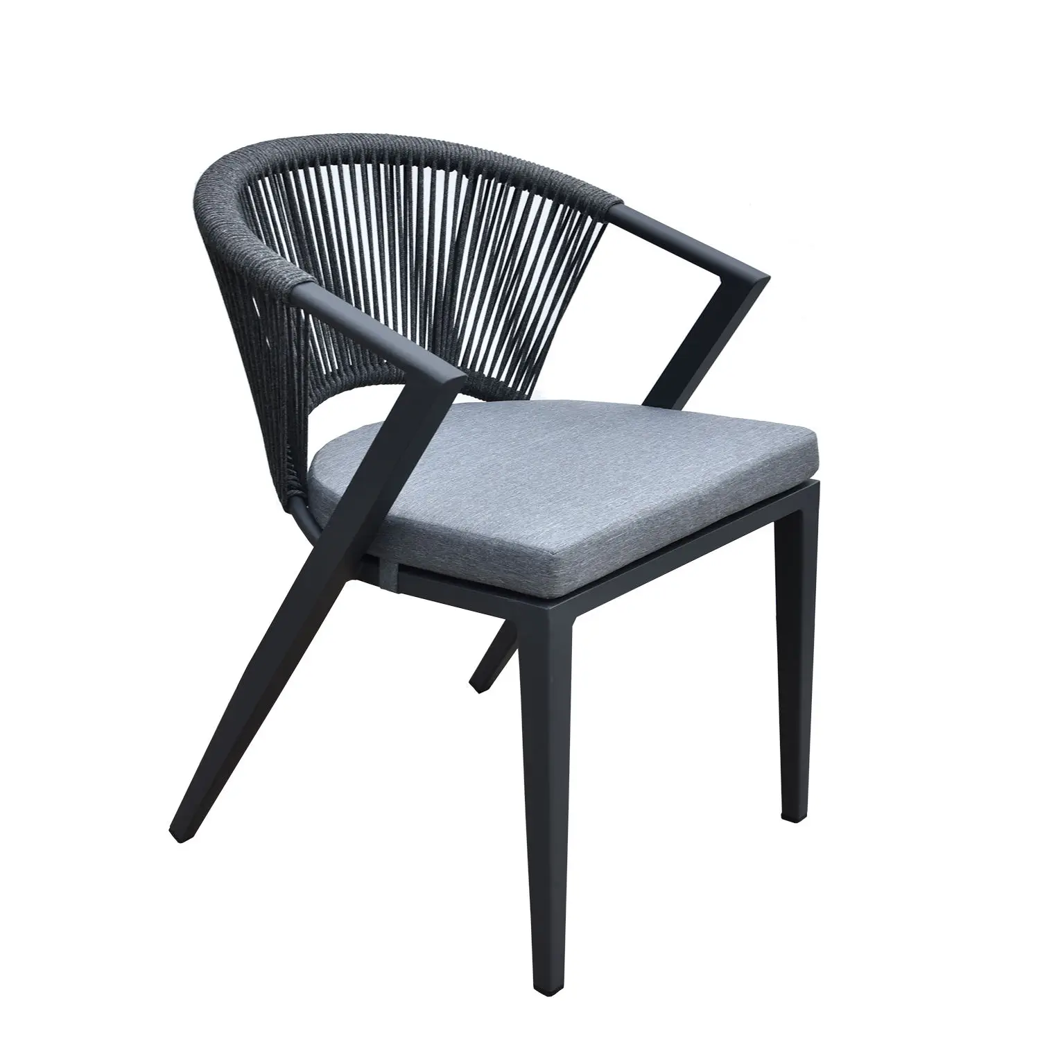 Modern Luxury Rostfest Powder Coating Aluminum Frame Garden Rope Aluminum Dining Chair
