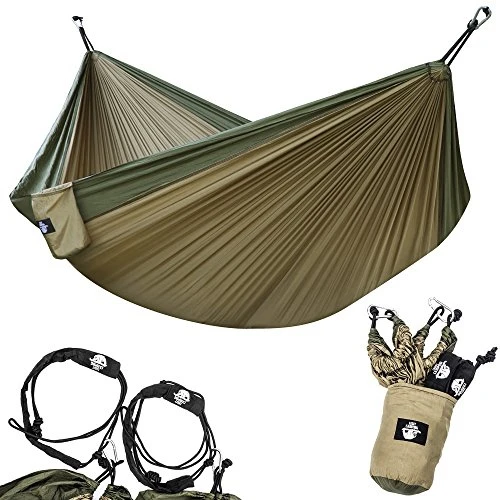 Legit Camping - Double Hammock Lightweight Parachute Portable Hammocks For Hiking Travel Backpacking Beach Yard Gear Includes &
