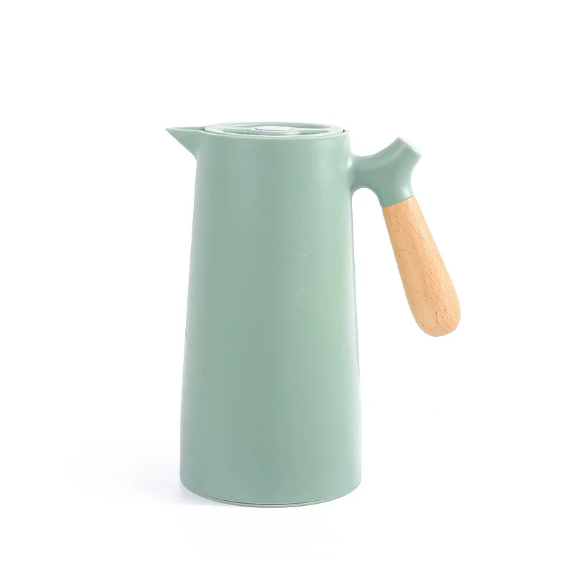 Wood handle  heat preservation thermos jug water  Plastic vacuum bottle vacuum flask 1000ml glass inner