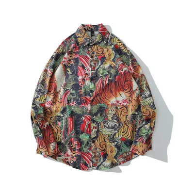 Футболка мужская с длинным рукавом, хлопок, цифровой принт, тигр, животное, модная повседневная рубашка на заказ, на лето