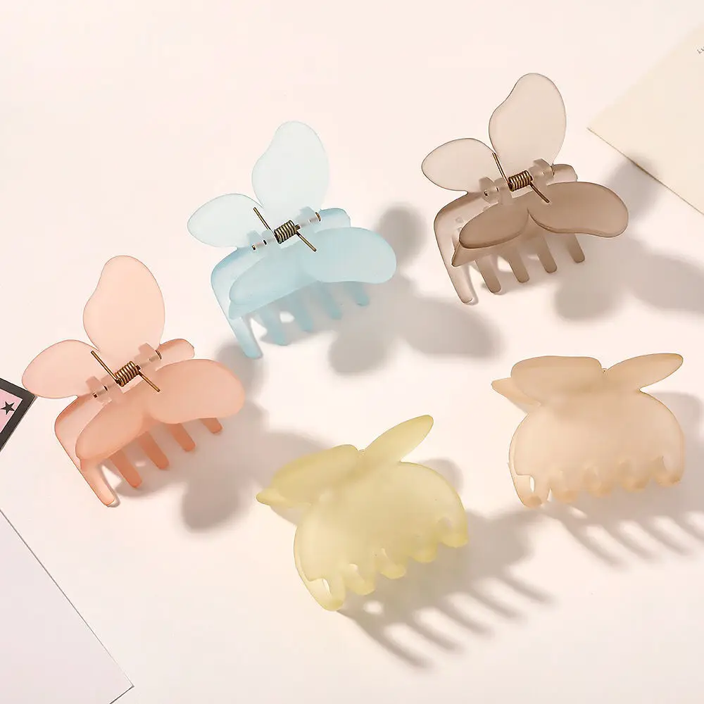 Hot Selling Butterfly Acrylic Hair Claw Clip Fashion Butterfly Plastic Hairgrips For Girls Accessories