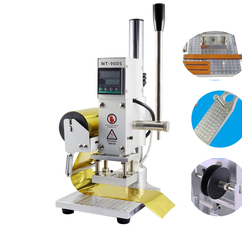 3 Sizes Portable Desktop Hot Foil Gold Stamping Machine with Workbench Bronzing Paper Holder Positioning Slider