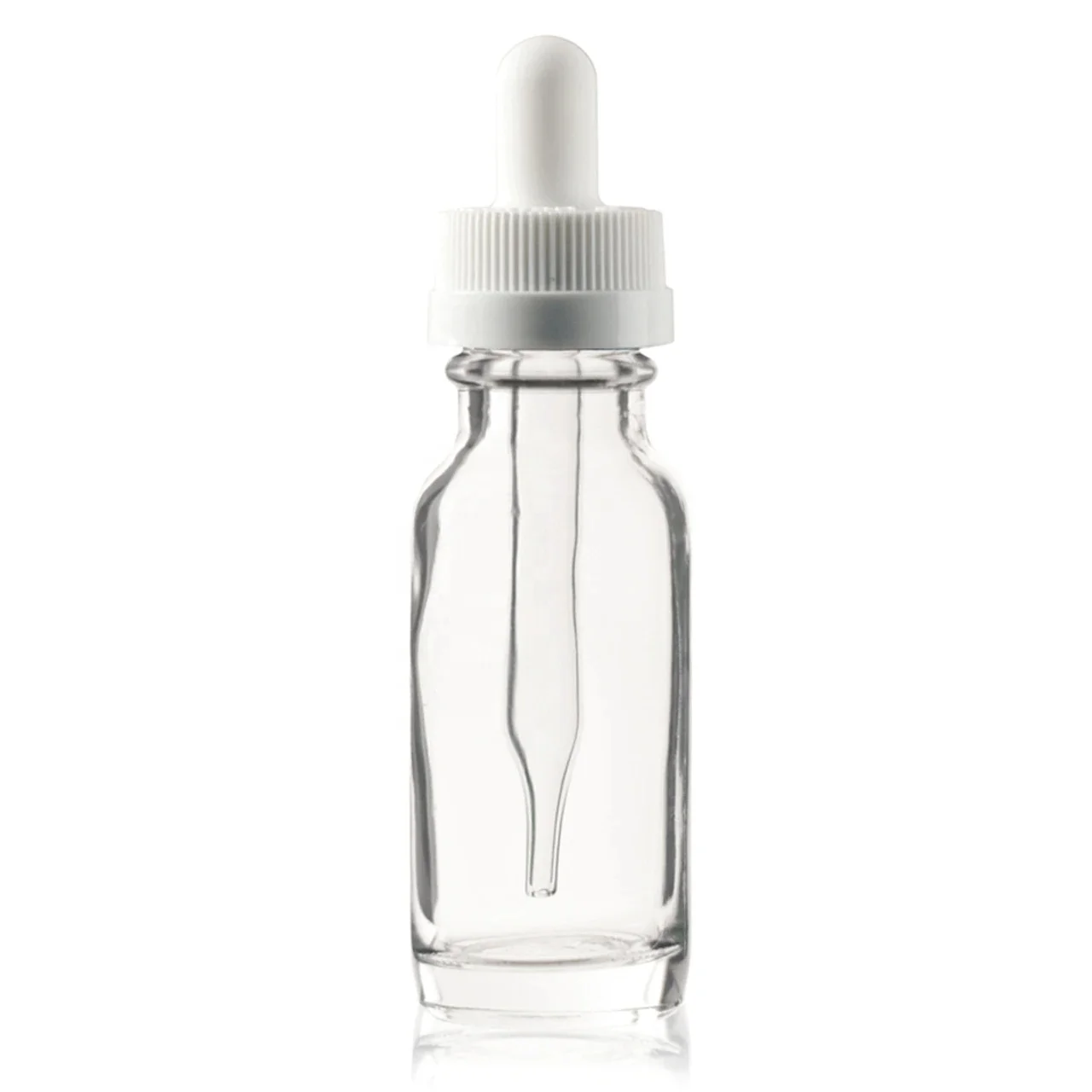 Euro amber blue clear boston round glass bottle with white/ black CRC child resistant glass eye printed calibrated dropper