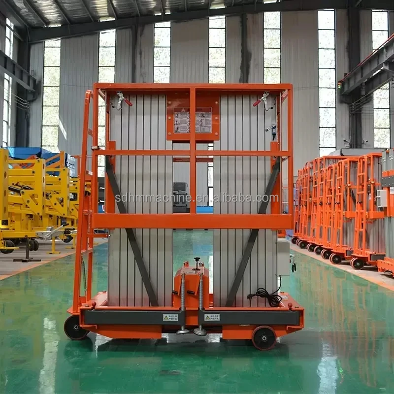 Shandong factory 8-16m double mast aluminium lift/electric manlift hydraulic lifting table