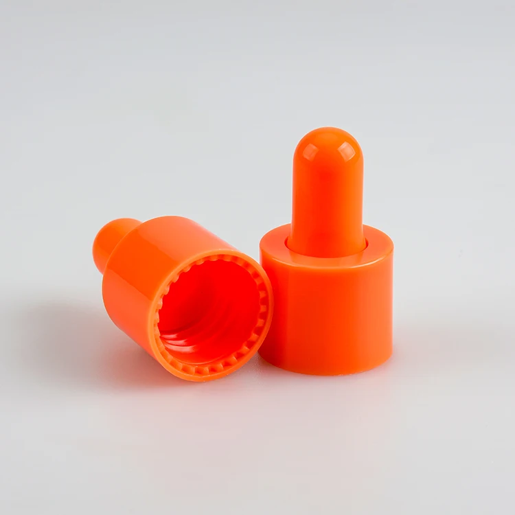 18/415 smooth closure pink yellow blue green dropper cap with pipette and rubber bulb