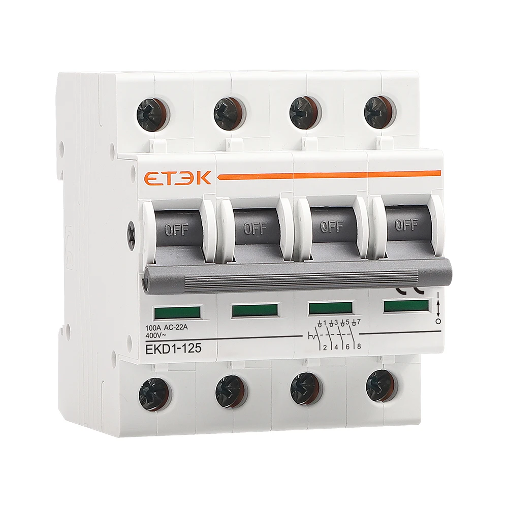 ETEK wholesale connector EKD1-125 DIN rail type switch 4p 415V low voltage isolator switch