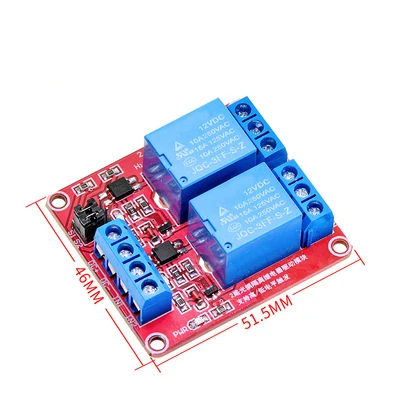 12V 2 Channel Relay Module with Optocoupler Isolation Supports High and Low Trigger