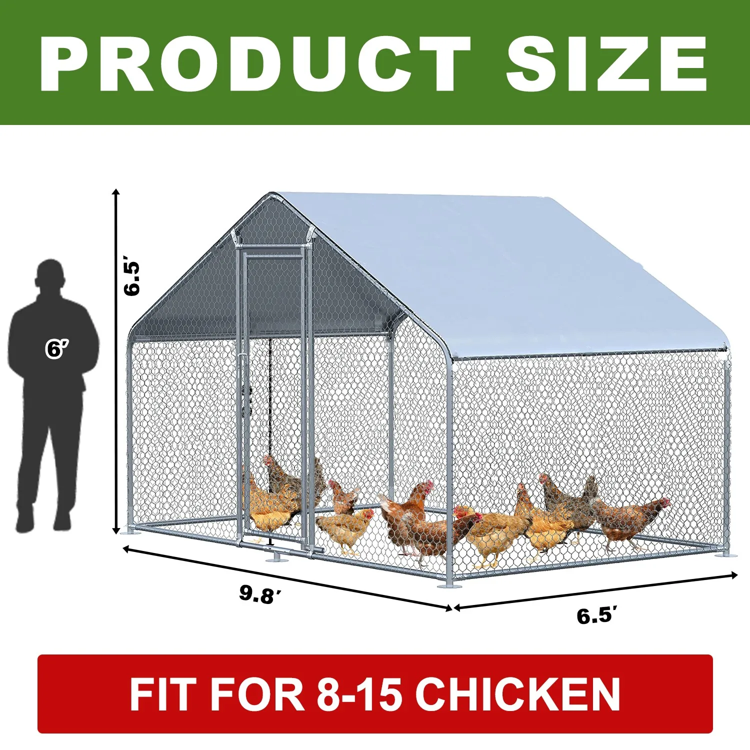 Compact Chicken Coop with Predator-Proof Fencing and Removable Roof